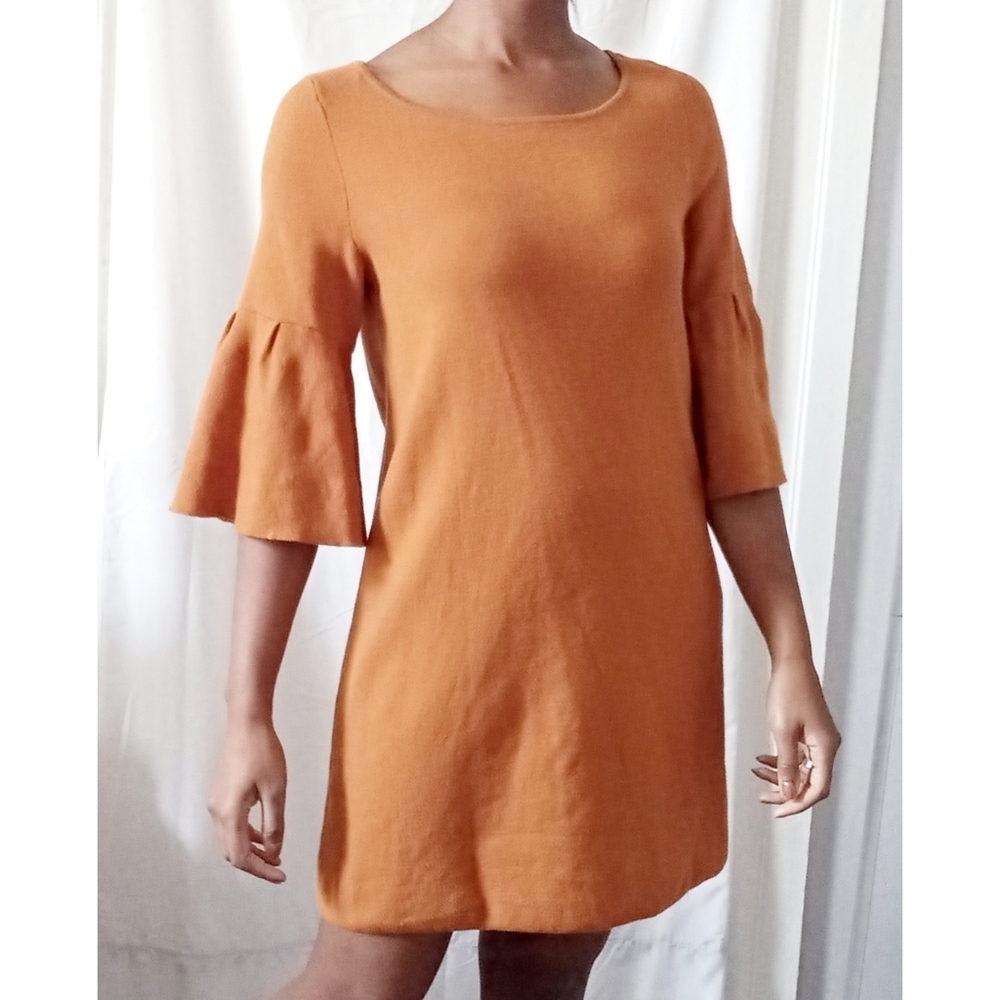 MOTH | Burnt Orange bell sleeve Sweater Dress 541